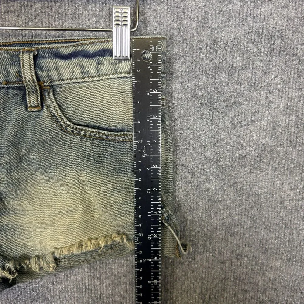 We The Free People Womens Button Fly Denim Distressed Frayed Hem Shorts Size 25